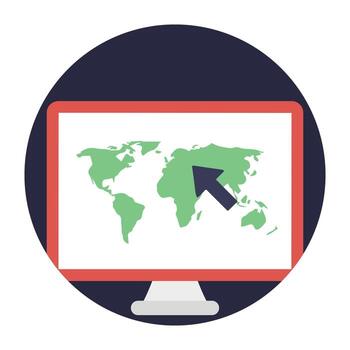 un computadora pantalla con tierra mapa presentación concepto de GPS sitio web vector