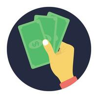 Hand holding banknotes, payment concept vector