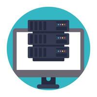 Cloud computing linked to server, server backup vector