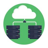 Cloud computing linked to server, server backup vector