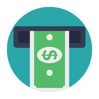 Colored icon of money withdrawal, ATM machine vector