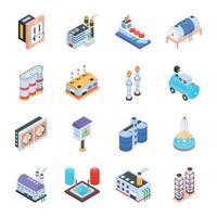 Trendy Pack of Factory Isometric Icons vector