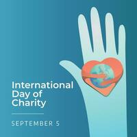 International Day of Charity design template good for celebration. charity design template. heart vector illustration. flat design. eps 10.