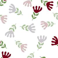 Unusual flower seamless pattern in simple style. Cute stylized flowers background. vector