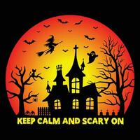 Keep calm and scary on hyalloween t-shirt design vector