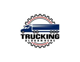 truck vector logo illustration,good for mascot,delivery,or logistic,logo industry,flat color,style with blue.