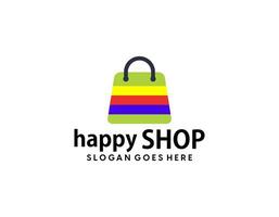 shop logo with bag icon for e commerce and store logo vector