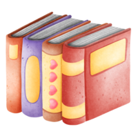 Isolated colorful pile of books shelf stand in transparent background png