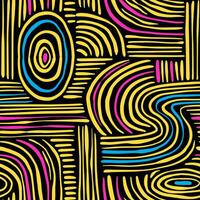 Seamless pattern of bright lines and stripes. on a black background. Abstract design for fabric, paper, packaging and clothing vector