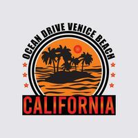 Ocean Drive VENICE BEACH California, Creative summer t-shirt design vector