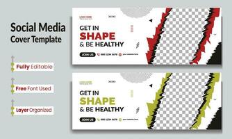 Gym and fitness training cover page banner for social media web creative design template, Creative business marketing web banner or post for gym. vector