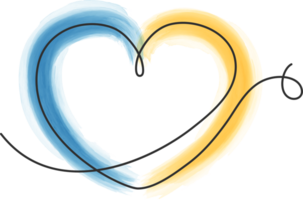 Ukraine flag icon in the shape of heart. Abstract patriotic ukrainian flag with love symbol. Blue and yellow conceptual idea - with Ukraine in his heart png