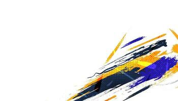 Abstract Brush Background Dominated by Blue and Yellow Color with Halftone Effect. Brush Stroke Illustration for Banner, Poster, or Sports Background. Scratch and Texture Elements For Design vector