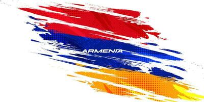 Armenia Flag with Brush Stroke Style Isolated on White Background. Flag of Armenia vector