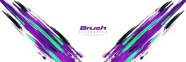 Abstract and Colorful Brush Background with Halftone Effect. Brush Stroke Illustration for Banner, Poster, or Sports Background. Scratch and Texture Elements For Design vector