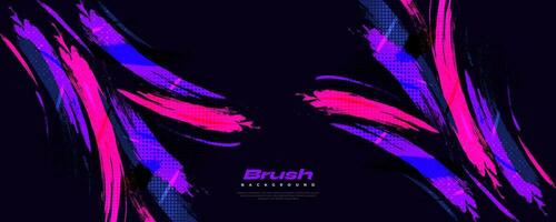 Abstract and Colorful Brush Background with Halftone Effect. Brush Stroke Illustration for Banner, Poster, or Sports Background. Scratch and Texture Elements For Design vector