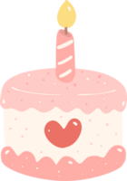 anniversaire gâteau, mignonne rose sucré plat conception illustration png