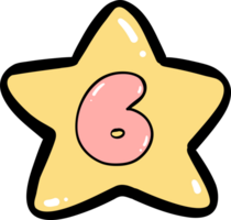 Cute balloon number 6 , numbers in star balloon doodle outline, Kids' Celebration. png