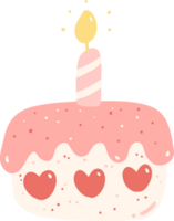Birthday cake, cute pink sweet flat design illustration png