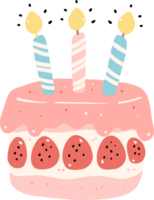 Birthday cake, cute pink sweet flat design illustration png