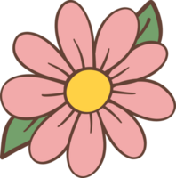 Cute Retro flower, Kawaii simple cartoon outline doodle png