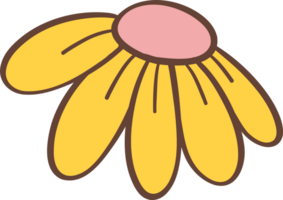 Cute Retro flower, Kawaii simple cartoon outline doodle png