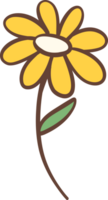 Cute Retro flower, Kawaii simple cartoon outline doodle png