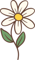 Cute Retro flower, Kawaii simple cartoon outline doodle png