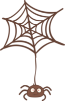 Cute spider with web  playful cartoon illustration outline doodle png