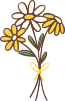 Cute Retro flowers, Kawaii floral bouquet simple cartoon outline doodle png