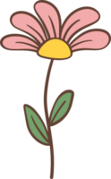 söt retro blomma, söt enkel tecknad serie översikt klotter png