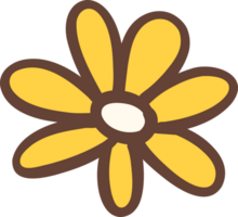 mignonne rétro fleur, kawaii Facile dessin animé contour griffonnage png