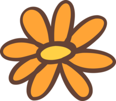 Cute Retro flower, Kawaii simple cartoon outline doodle png