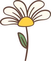 linda retro flor, kawaii sencillo dibujos animados contorno garabatear png