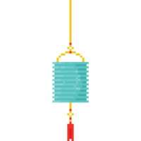 Pixel art blue chuseok lantern png
