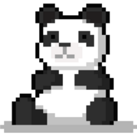 Pixel Cartoon Sitting Panda Character. png