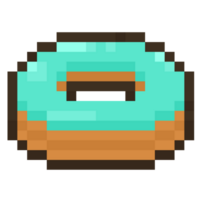 Pixel Art Green Cream Donut Icon. png