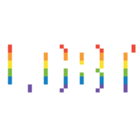 Pixel lgbt rainbow text design png