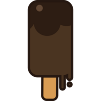 Cartoon cute dark melting chocolate ice cream icon illustration png