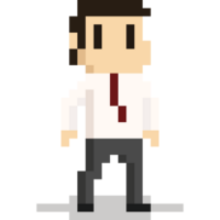 Pixel art cartoon office man character png