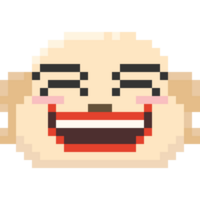 Pixel art red chinese smiling man head png