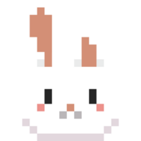 Pixel art white rabbit head icon png