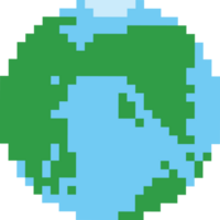 Pixel art cartoon earth icon png