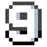 pixel numero 9 con nero linea. png