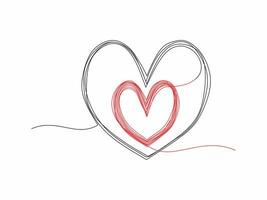 dos vinculado corazón, continuo uno línea dibujo. dos corazón conectado. mano dibujado, sencillo y minimalista ilustración de amor. vector