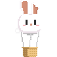 Pixel art white rabbit balloon png