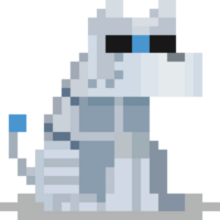 Pixel art robot dog character png