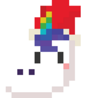 Pixel art unicorn head with santa hat png