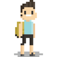 Pixel art backpacker man character 2 png