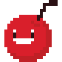 Pixel art smiling cherry character png